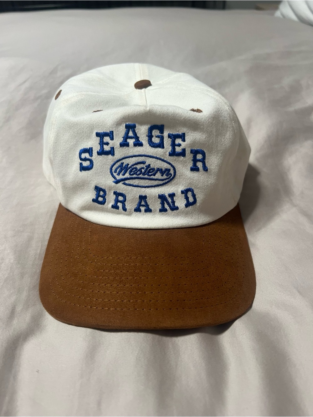 Seager Branded Western Snapback Hat Cream Brown